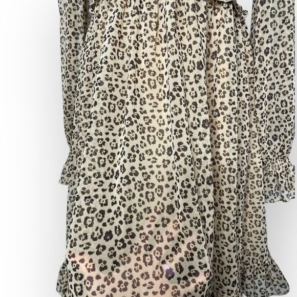 RACHEL PARCEL Leopard Cheetah Animal Print Smocked Ruffle Dress Size Medium - Picture 13 of 13